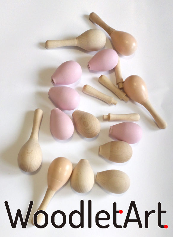 Zabawki drewniane, tokarstwo w drewnie, grzechotka.